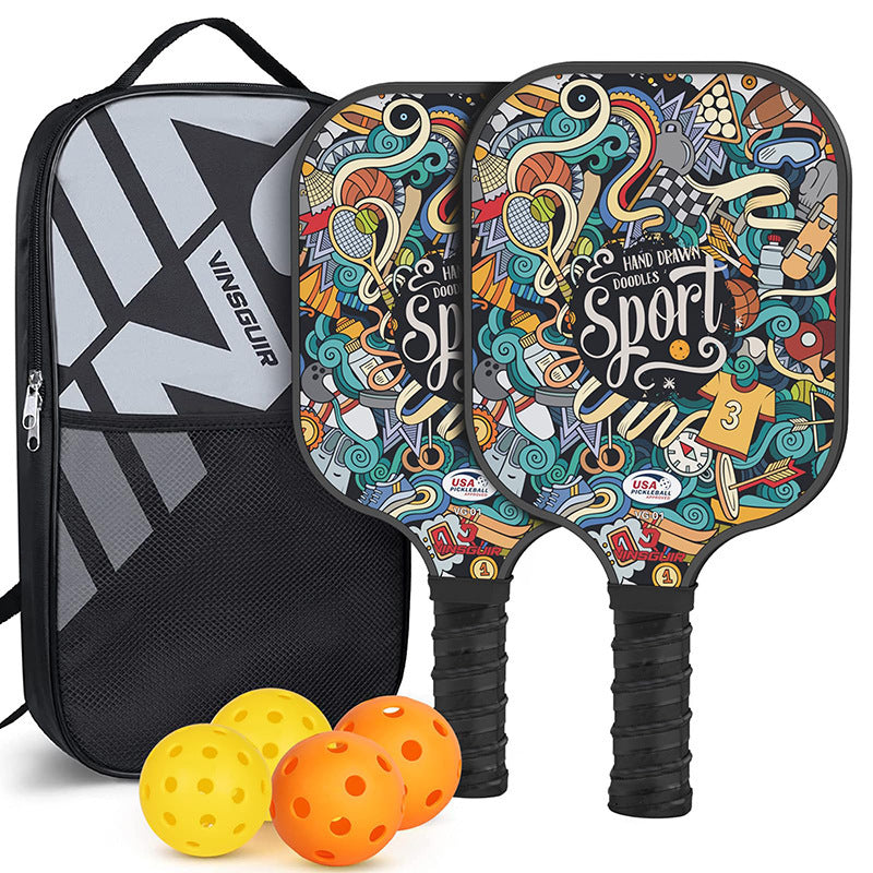 Graffiti Model Fiberglass Pickleball Paddle Set - Vibrant Design for Enhanced Gameplay