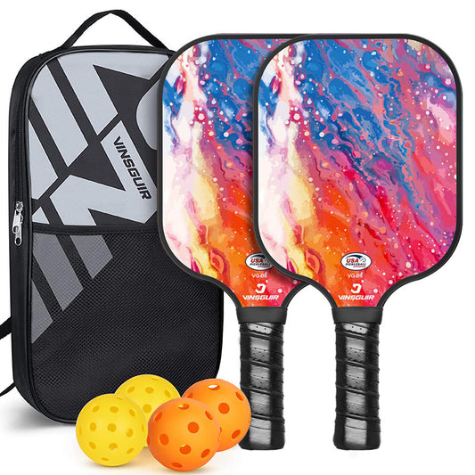 Pink Beach Fiberglass Pickleball Paddle Set - Vibrant Design for Enhanced Gameplay